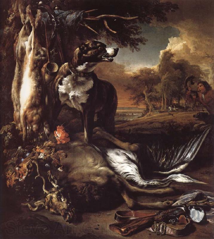 Jan Weenix A Deerhound with Dead Game and Implements of the Chase Spain oil painting art
